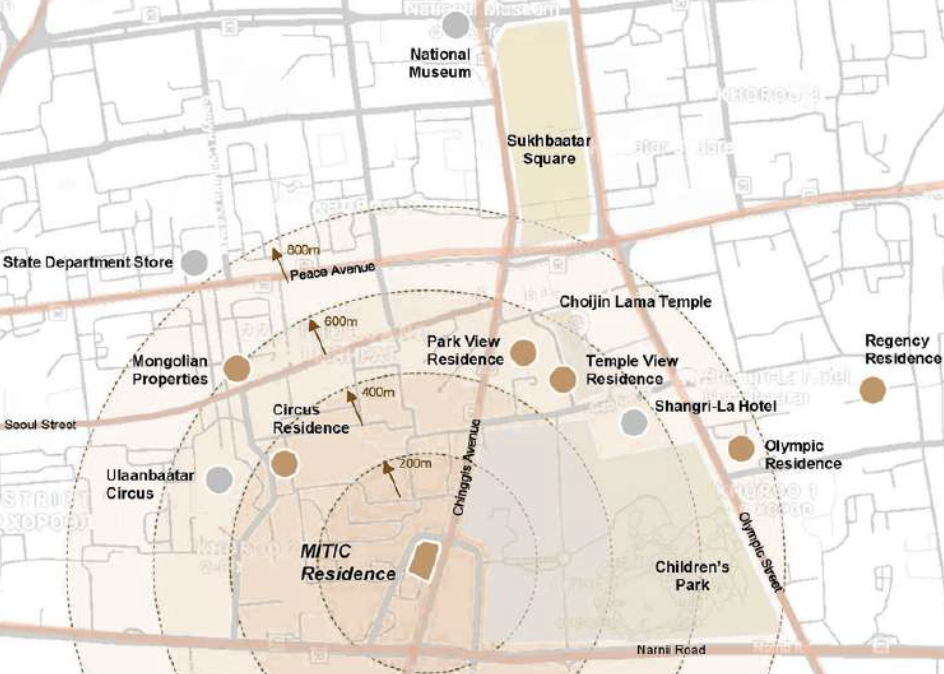 Site map showing the project within Ulaanbaatar's Central Business District